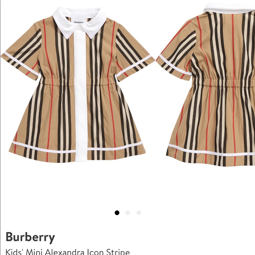 BURBERRY Kids’ mini Alexandra Icon Stripe Cotton Poplin Dress